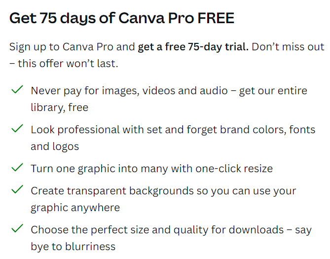 75 Days Free Canva Pro